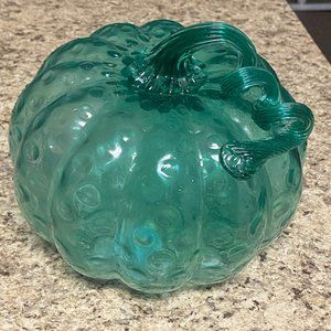 Glass Turquoise Aqua Teal Pumpkin Decor